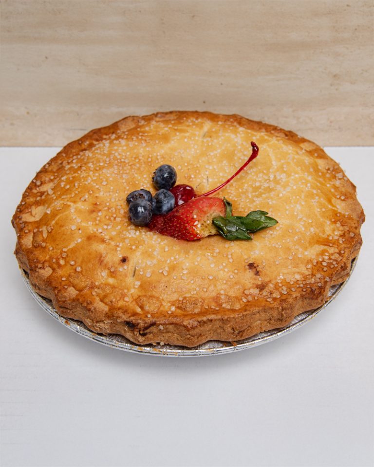savor the classic flavor of a traditional triple berry pie at Mia's Bakery.