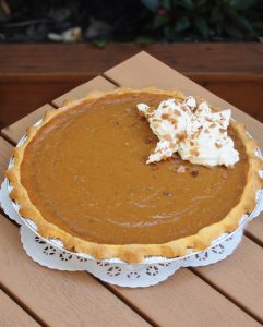 savor the classic flavor of a traditional pumpkin pie at Mia's Bakery.