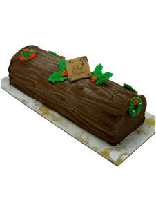 savor the classic flavor of chestnut buche de noel at Mia's Bakery.