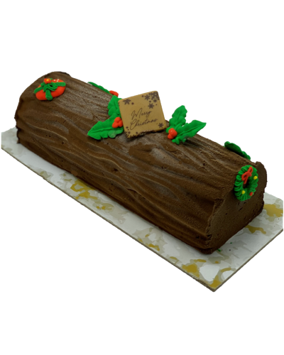 savor the classic flavor of chestnut buche de noel at Mia's Bakery.