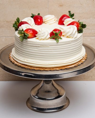savor the classic flavor of a homemade strawberry shortcake cake at Mia's Bakery.