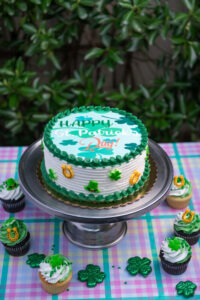savor the unique flavor of a St. Patrick's Day cake at Mia's Bakery.