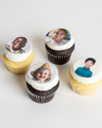 savor the classic flavor of edible image cupcakes at Mia's Bakery.