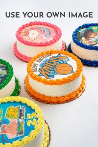 Custom edible image cakes with photo and character designs, Brooklyn bakery same-day delivery NYC